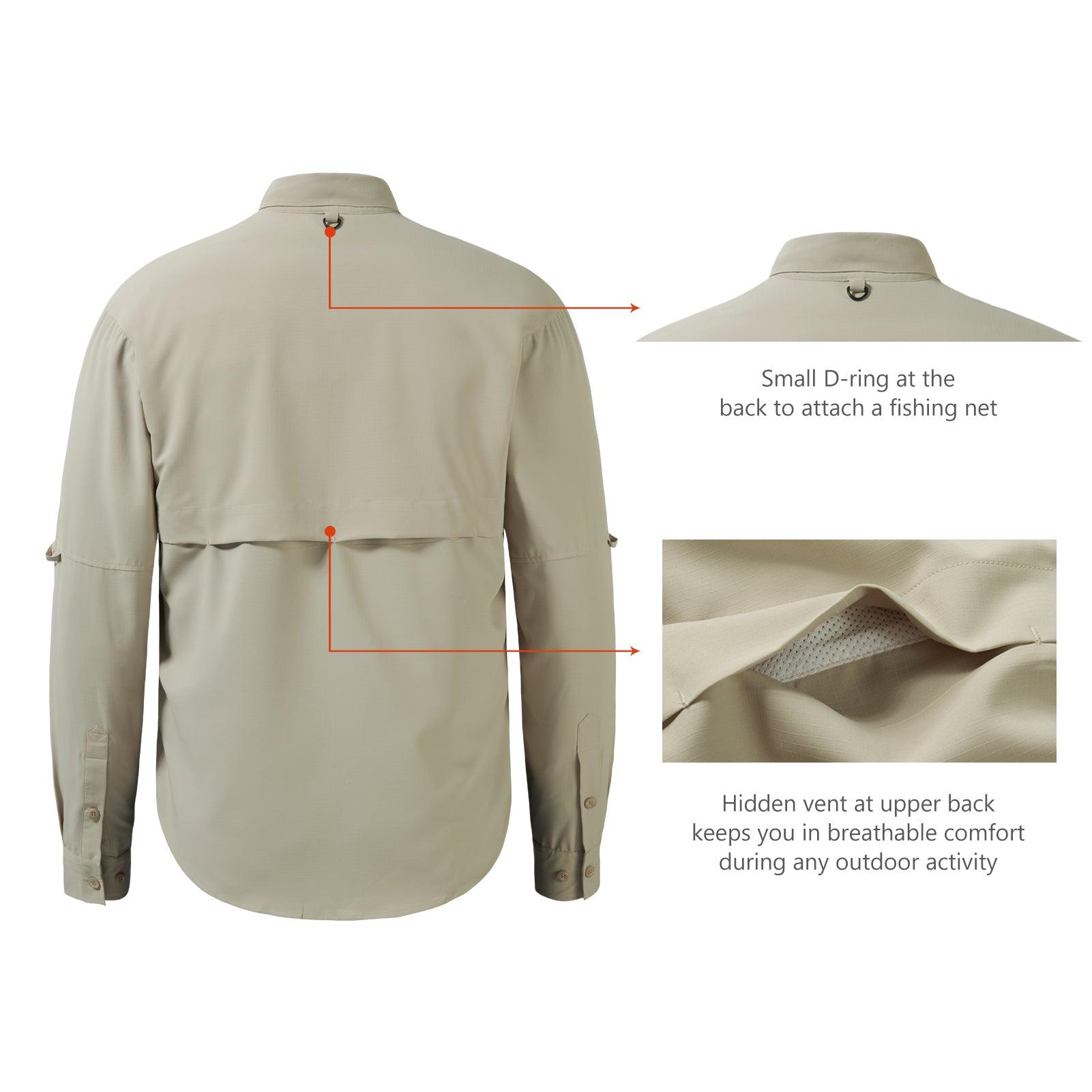 Men's Long Sleeve Button Down Shirt Sun Protection| Bassdash Fishing Khaki / Small