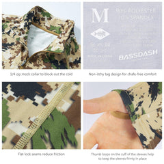 Men's Midweight Thermal Base Layer Shirt 1/4 Zip Pullover FS20M - Bassdash