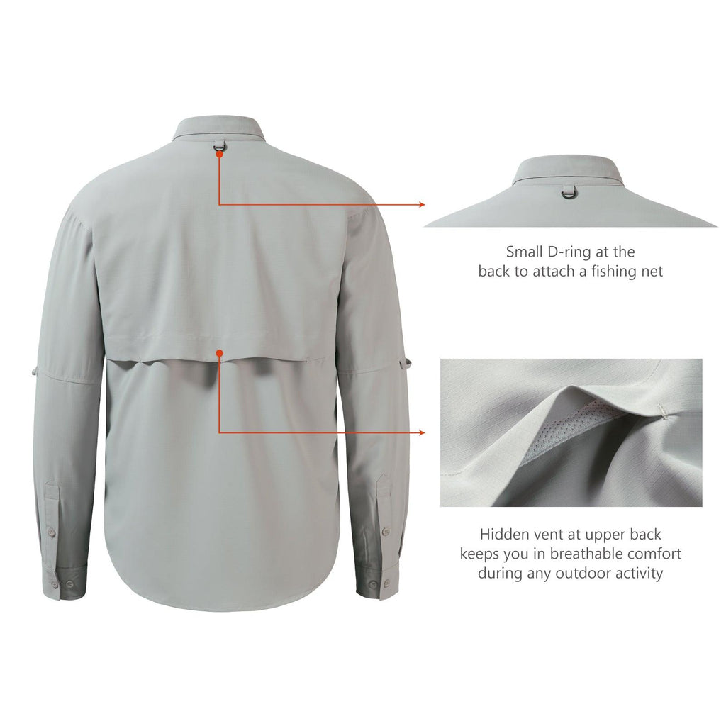 Men's Long Sleeve Button Down Shirt Sun Protection| Bassdash Fishing