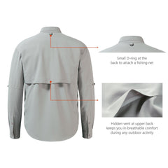 Men's UPF 50+ Long Sleeve Fishing Button Down Shirt FS21M - Bassdash