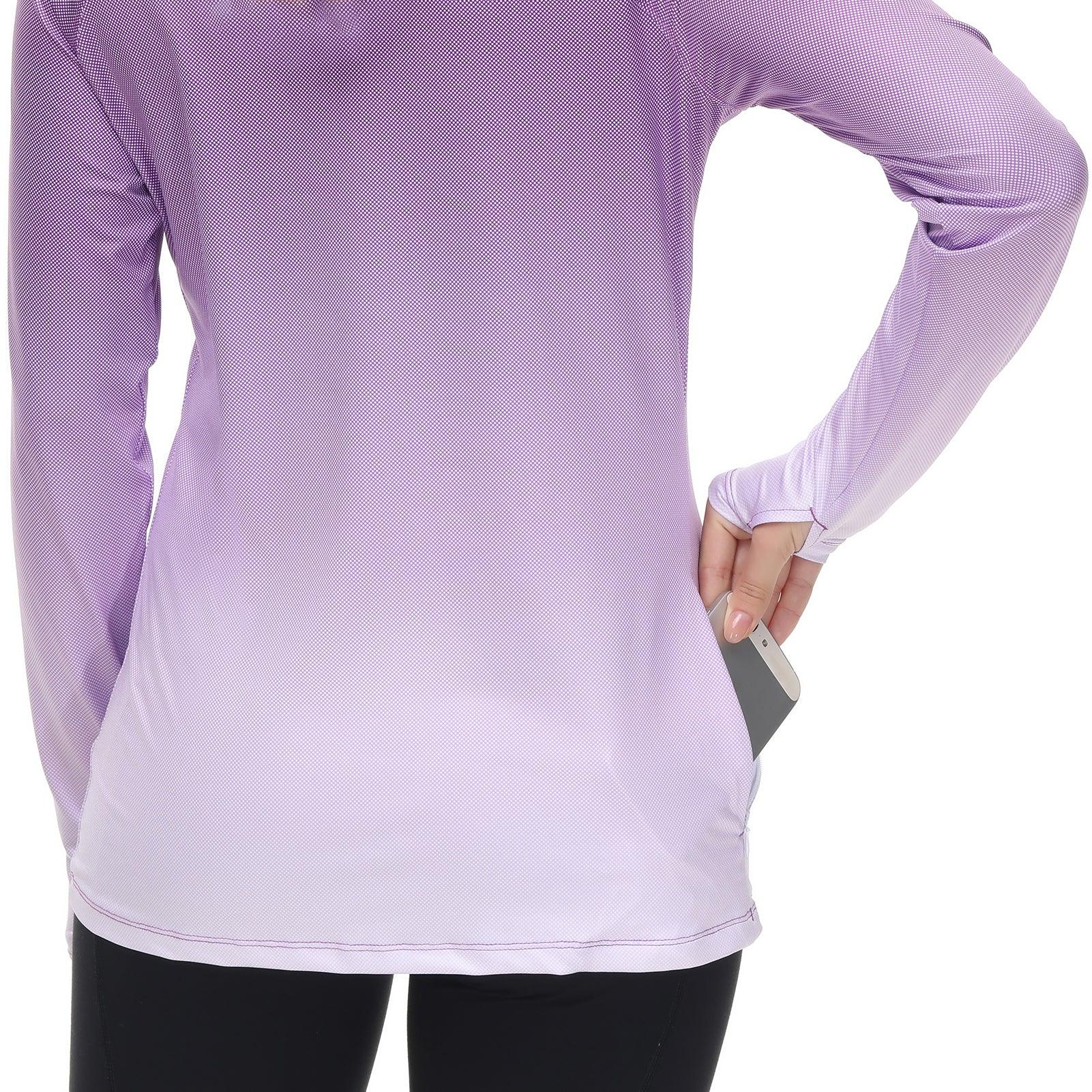 Women's Hooded Fishing Shirt with Face Mask Violet Spot Gradient / Small