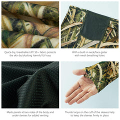 Men's UPF 50+ Long Sleeve Hunting Hoodie with Mask FS06M - Bassdash