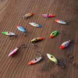 Ice Fishing Lure Kit Glowing Paint Jigs, 12pcs assorted perch/walleye/pike jigs
