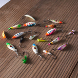 Ice Fishing Lure Kit Glowing Paint Jigs, 18pcs assorted perch/walleye/pike jigs