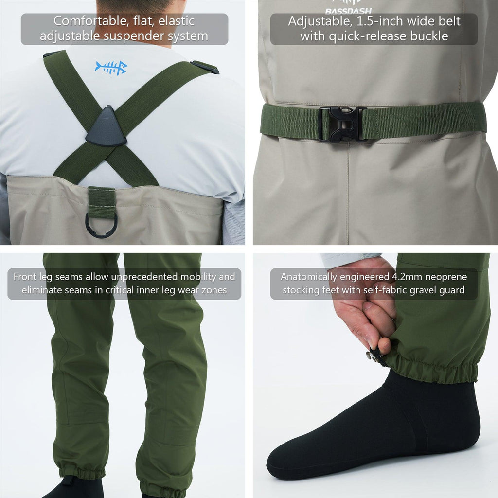 Lightweight Fishing Waders for men Stocking Foot