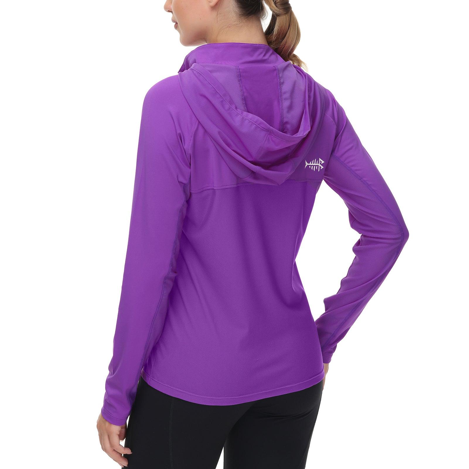 BALEAF Women's SPF UPF 50+ Sun Protection Long Sleeve Shirts Lightweight  Hoodie Jackets Outdoor Hiking Fishing Purple S 