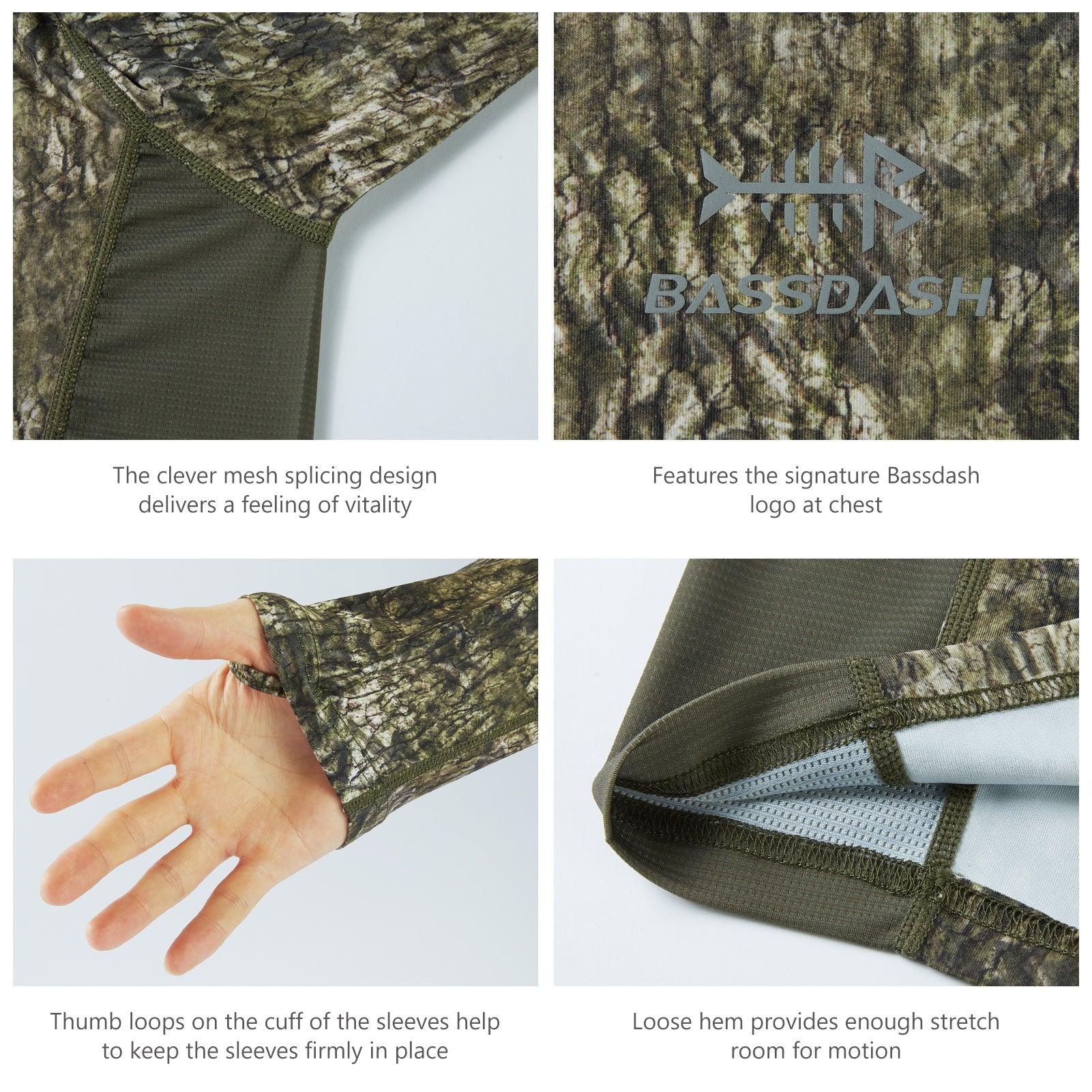 Men's UPF 50+ Camo Long Sleeve Hunting Shirt FS13M, Tree Trunk / L