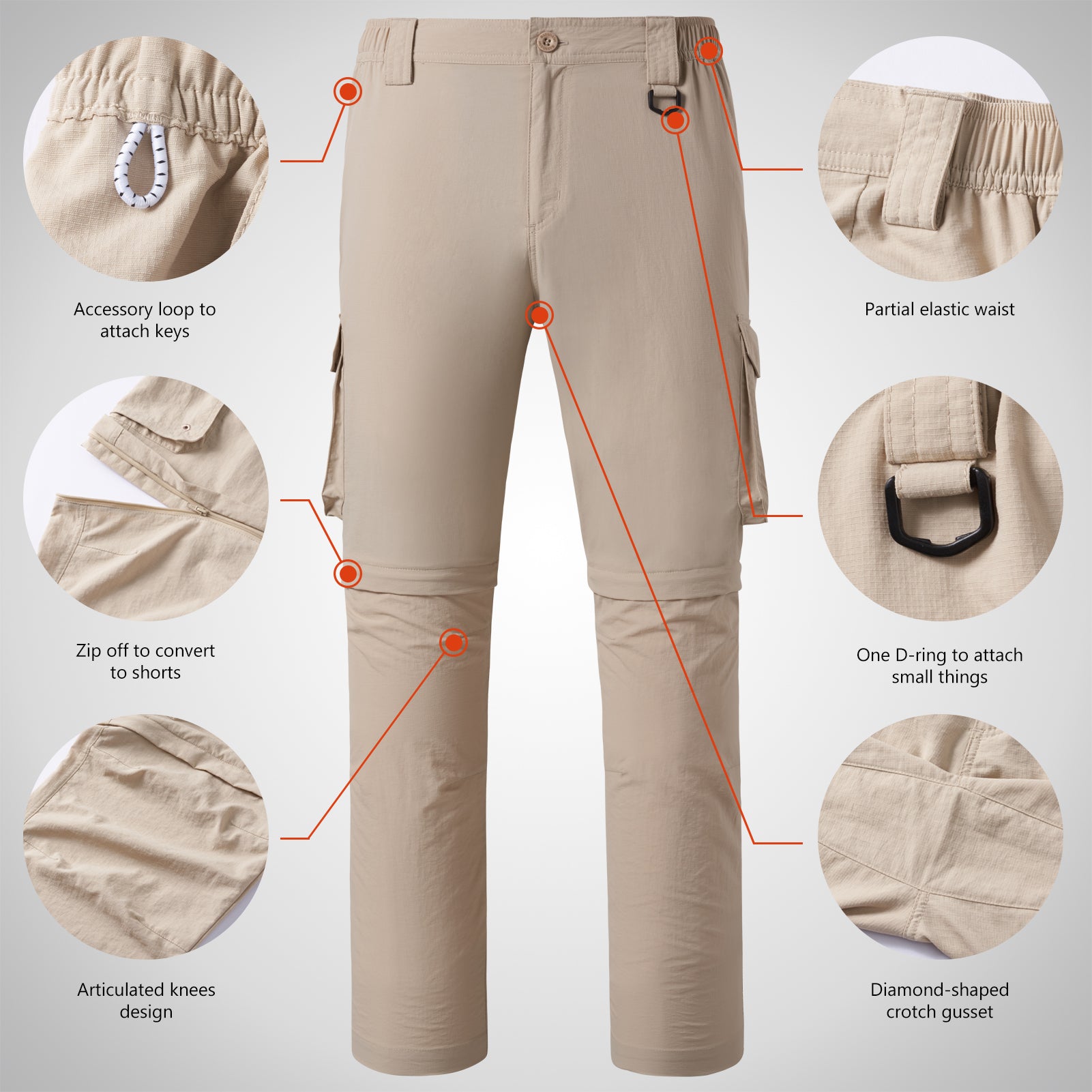 Men’s UPF 50+ Quick Dry Convertible Pants FP02M