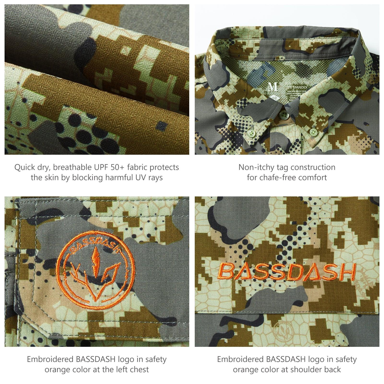 Men’s UPF 50+ Long Sleeve Button Down Hunting Shirt FS23M - Bassdash