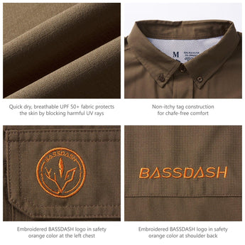 Men’s UPF 50+ Long Sleeve Button Down Hunting Shirt FS23M - Bassdash