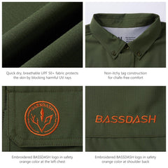Men’s UPF 50+ Long Sleeve Button Down Hunting Shirt FS23M - Bassdash