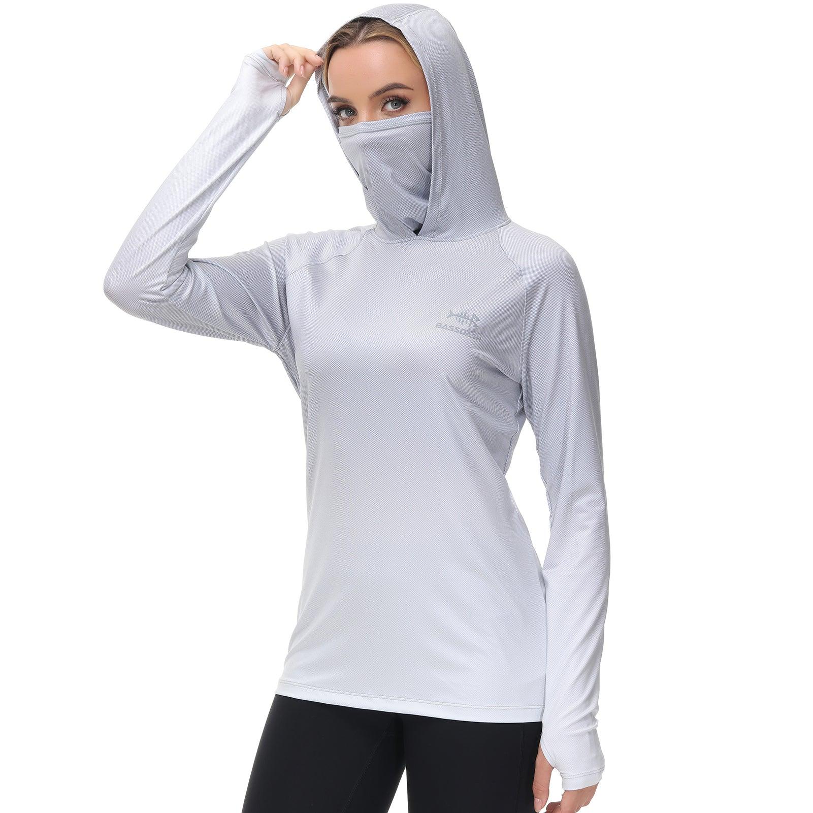 Women's Hooded Fishing Shirt with Face Mask Grey Spot Gradient / Medium