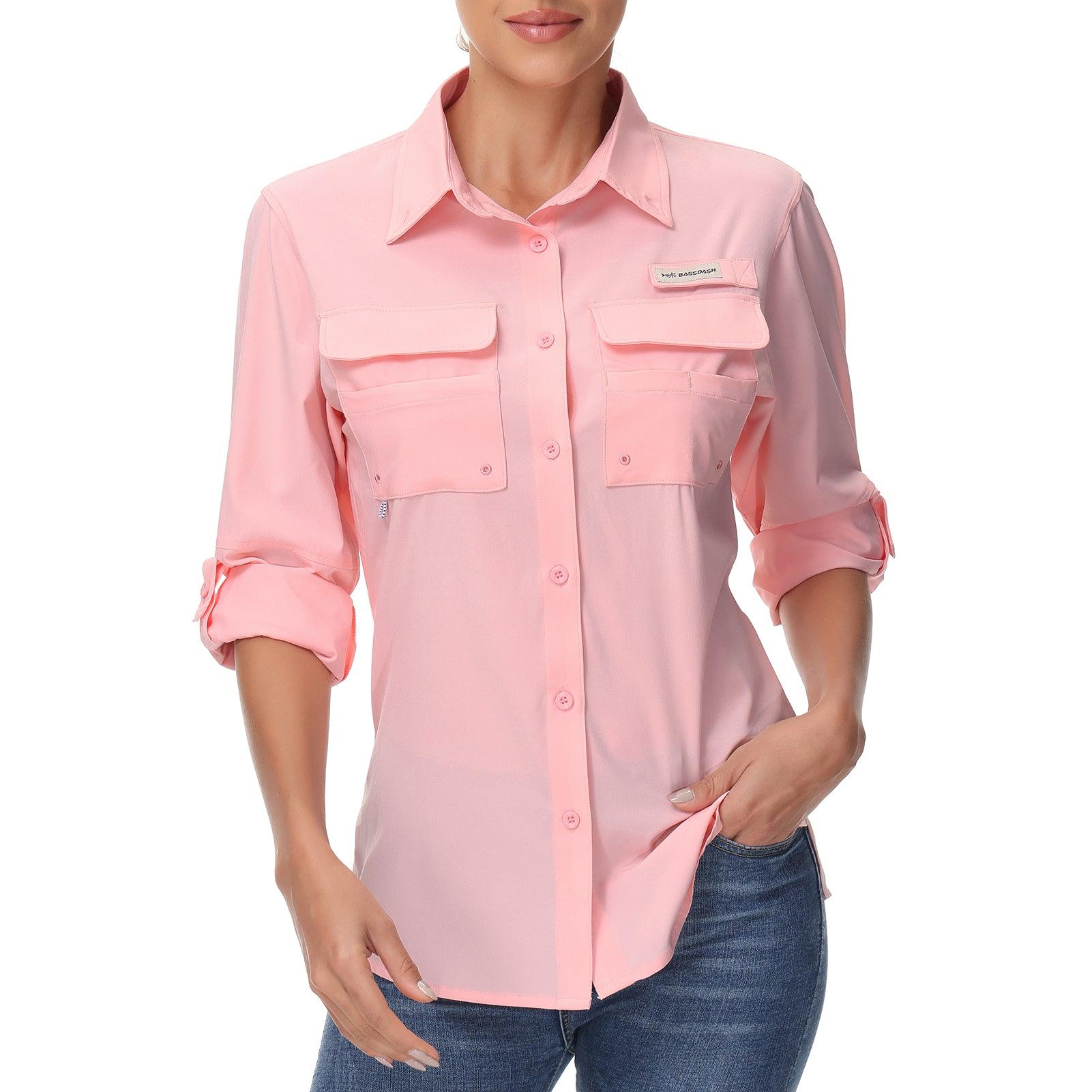 Women's UPF 50+ Microfiber Performance Fishing Shirt Long Sleeve Pink