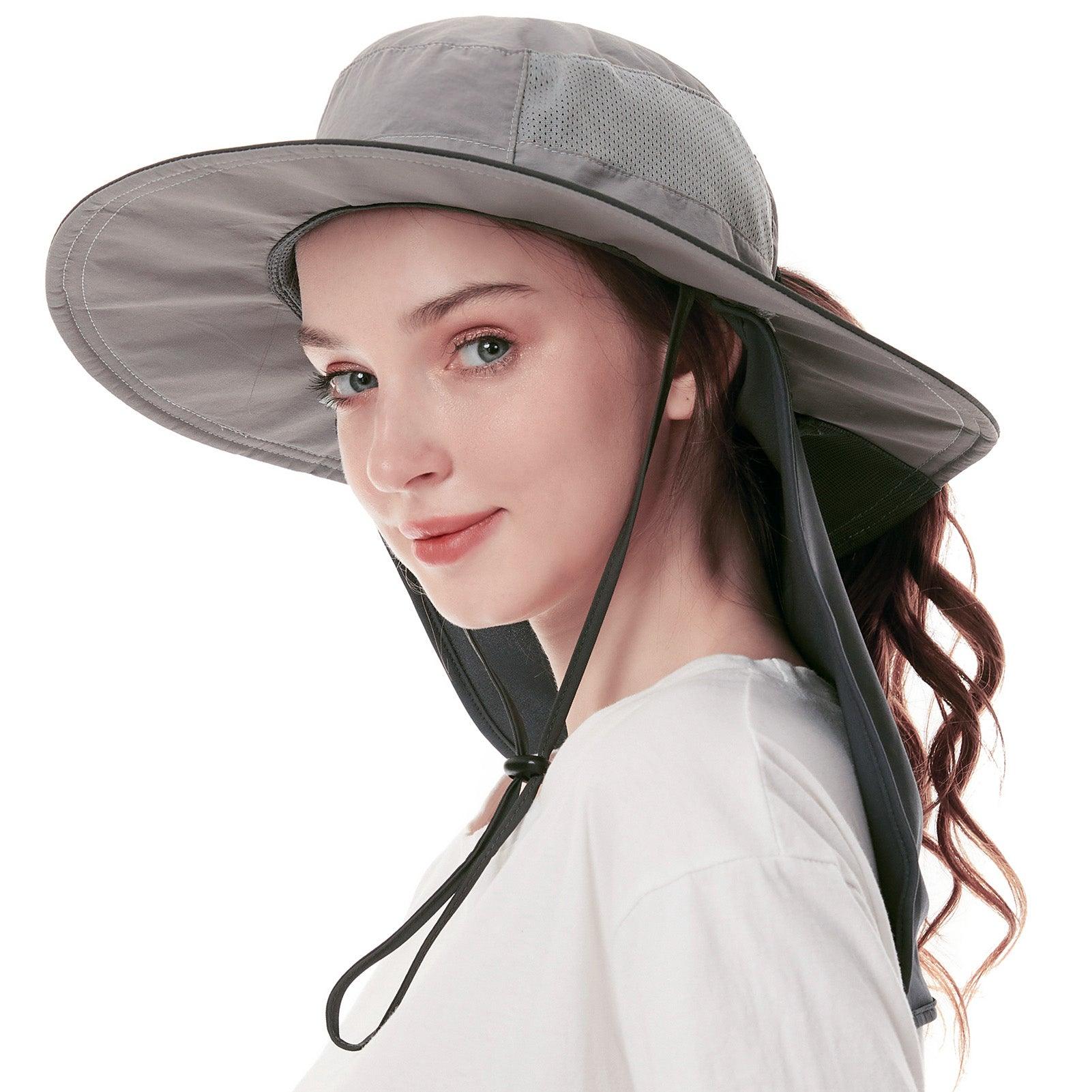 Women's UPF 50+ Sun Hat with Ponytail Hole Neck Flap FH05W