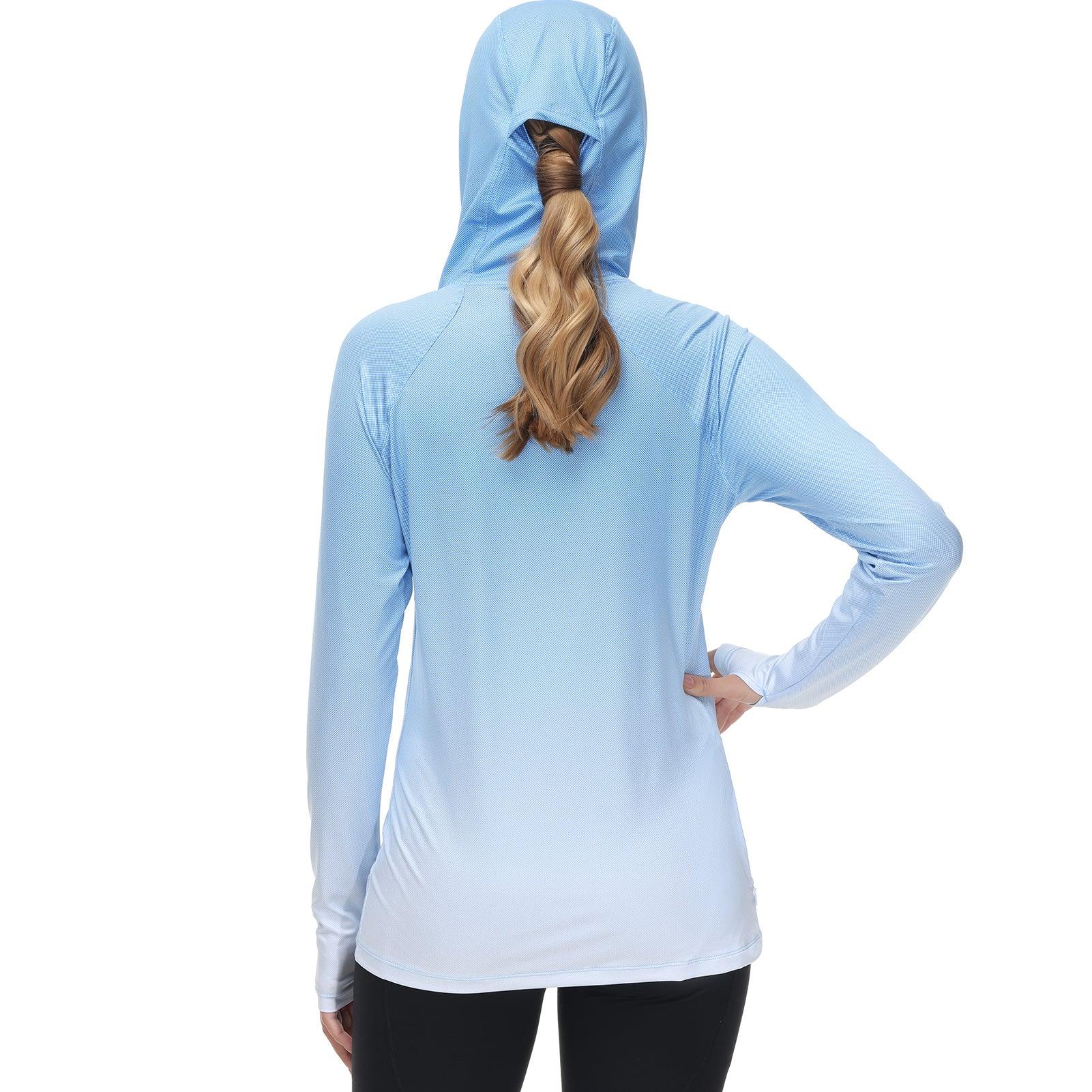 Women's Hooded Fishing Shirt with Face Mask Grey Spot Gradient / Medium