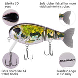 Topwater Floating Bass Fishing Lures Swimbait 4.9” 1-3/4 oz