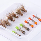 12pcs Barbless Nymphs and Dry Flies for Trout Fishing