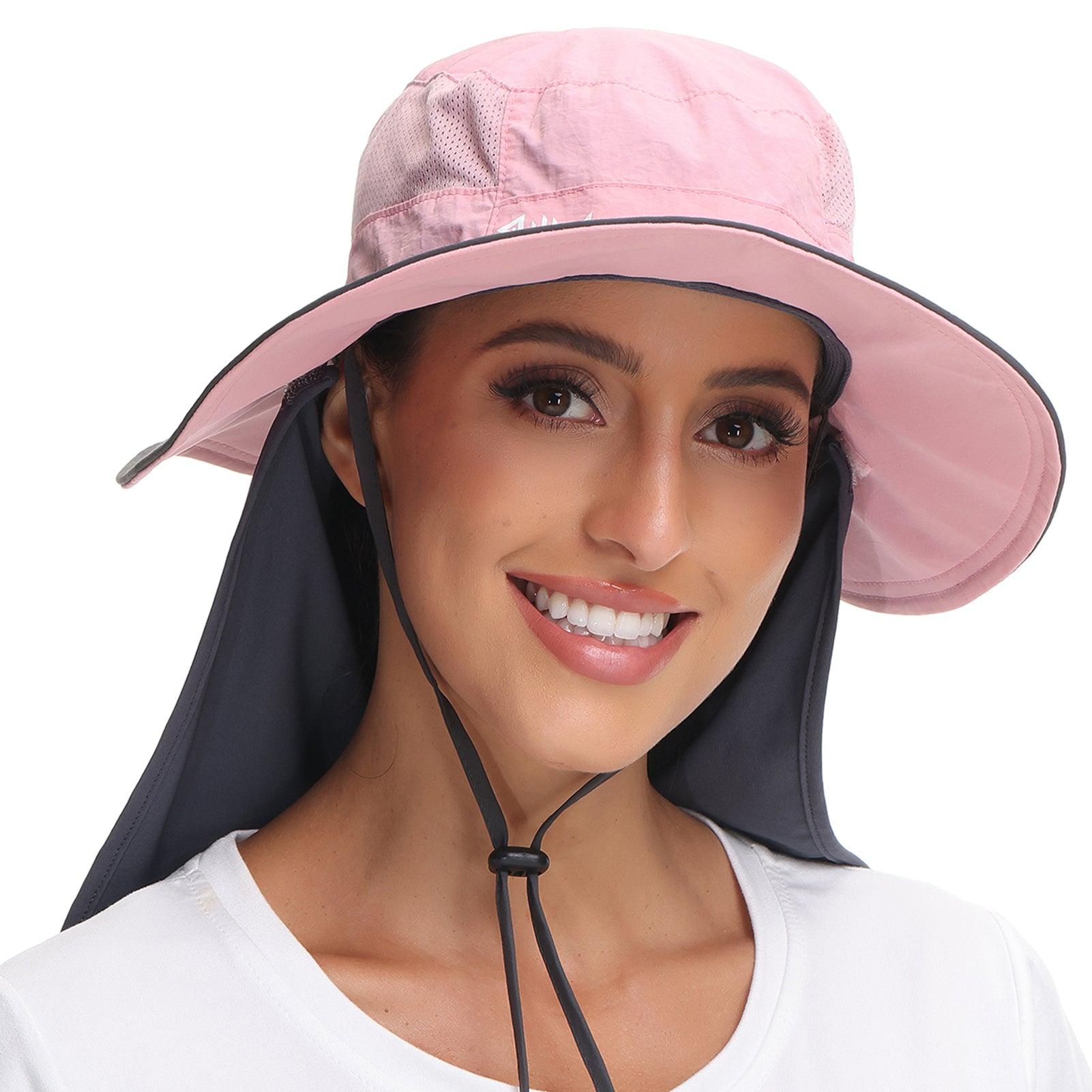 Summer Wide Brim UPF 50+ Sun Visor Golf Hats for Women Men Kids Pink 