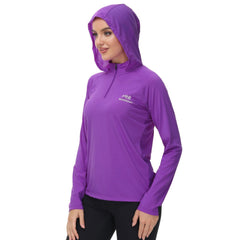 Women’s UPF 50+ Long Sleeve Hoodie Half Zip Shirt - Bassdash