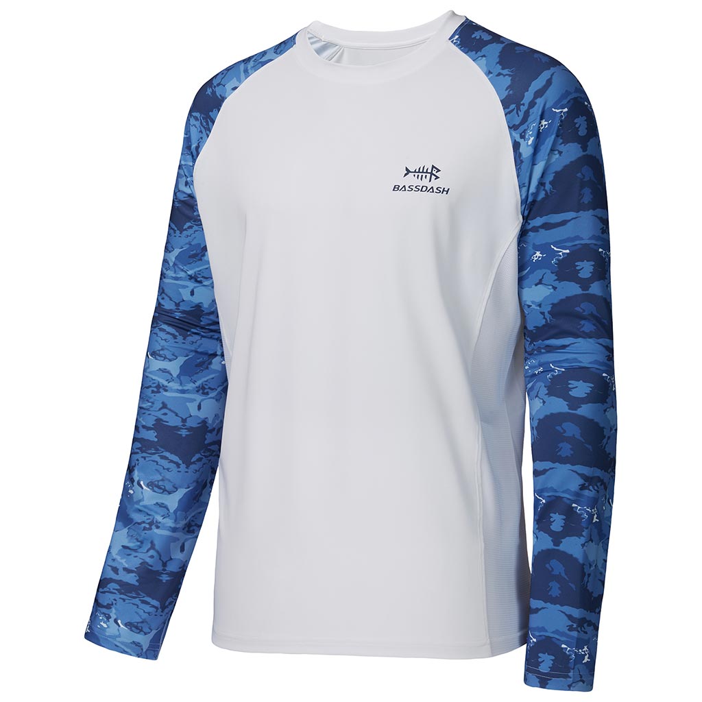 Raglan Long Sleeve Camo UPF Shirt | Bassdash Fishing White/Light Grey Camo / 3XL