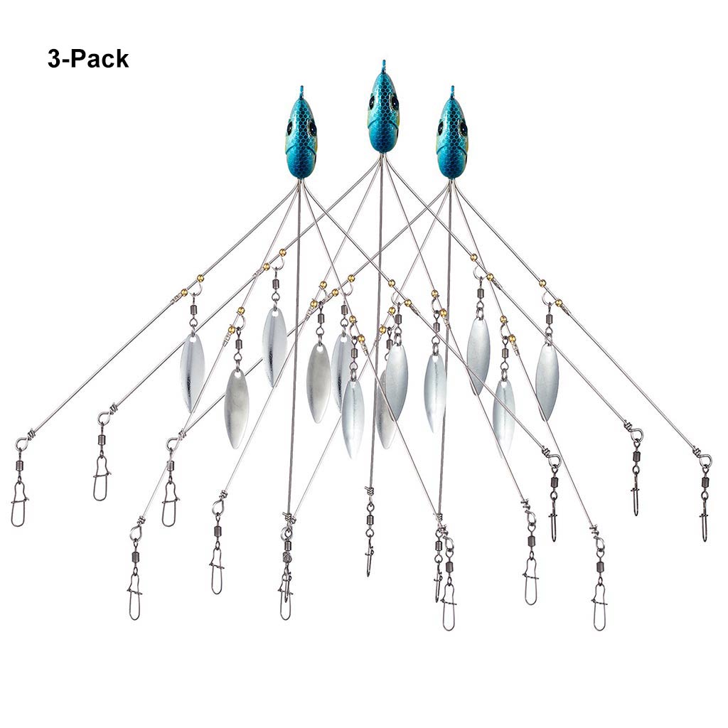 3-Pack Umbrella Alabama Fishing Rig with 5 Arms