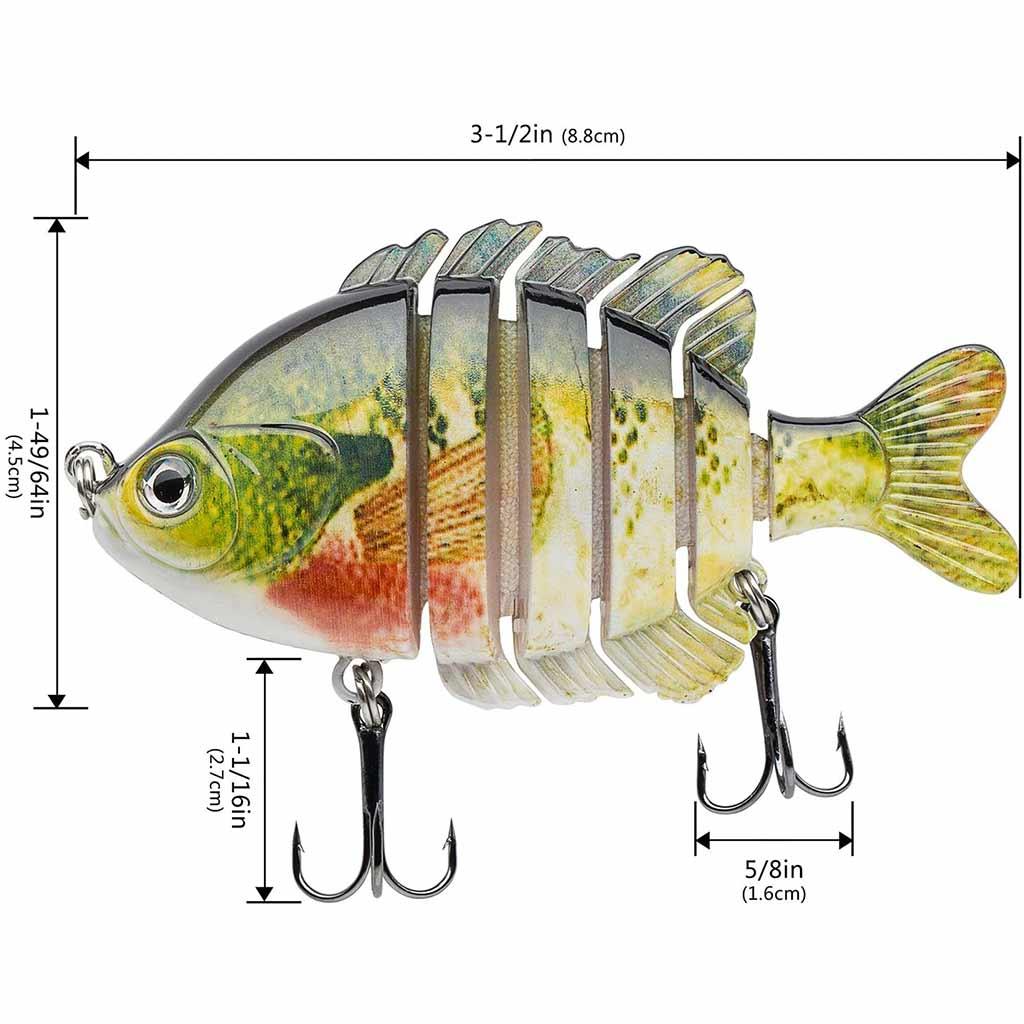 Bassdash SwimPanfish Multi Jointed Panfish Bluegill Swimbaits Hard Topwater Bass Lures Fishing Lure Crank Saltwater 3.5In/0.85Oz