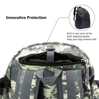 bassdash tackle bag Bassdash Waterproof 3600 Tackle Backpack With Rod Holder Tactical Bag For Fishing Hiking Camping, Camo Without Trays