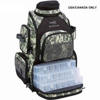 fin commander tackle bag Bassdash Waterproof Fishing Tackle Backpack Rod Holder 3670Tactical Bag, Camo With 4 Trays