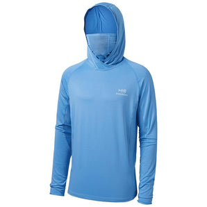 Men’s UPF 50+ Long Sleeve Fishing Hoodie with UV Neck Gaiter FS06M - Bassdash #color_carolina