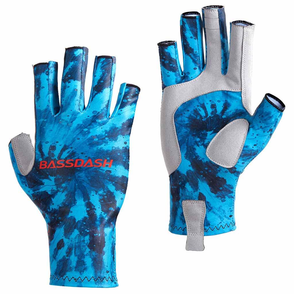 Mustad Half Finger Casting Fishing Gloves - Black - Choose Your Size
