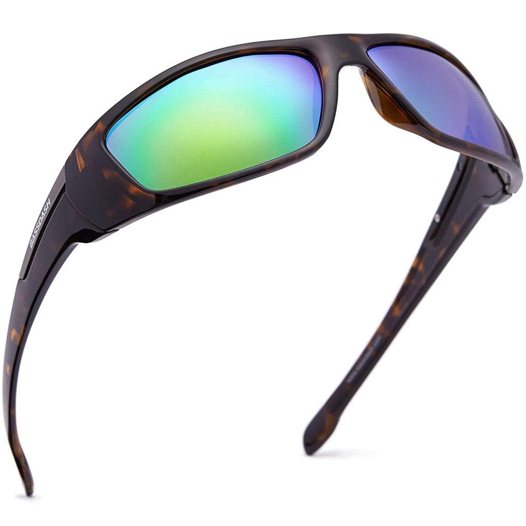 Bassdash V02 Polarized UV Protection Sport Sunglasses for Fishing Driving Hiking, Frame-Gloss Demi/Lens-Green Mirror