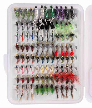 96 Pcs Fly Fishing Lure Assorted Nymphs Kit with Fly Box - Bassdash