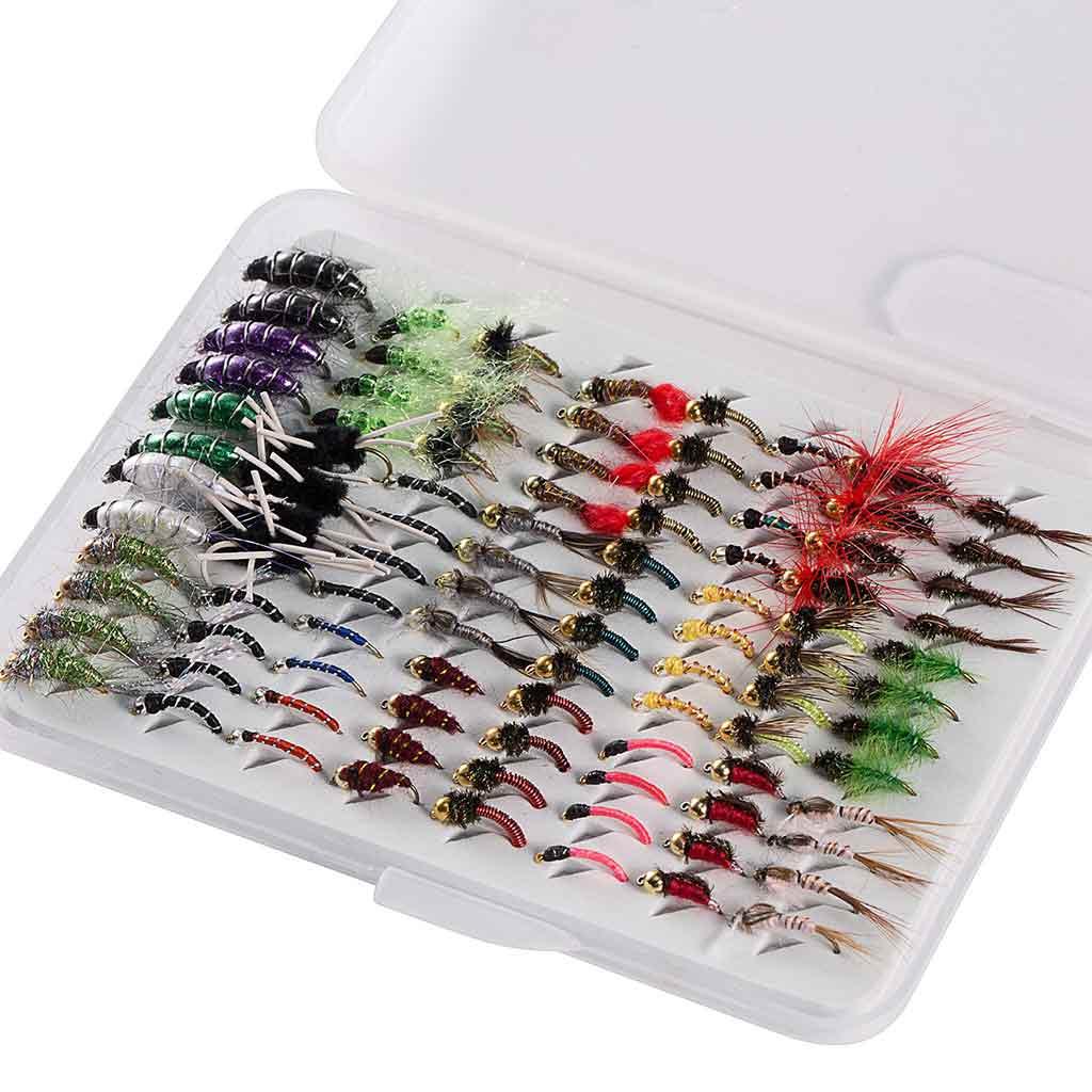 96 Pcs Fly Fishing Lure Assorted Nymphs Kit with Fly Box