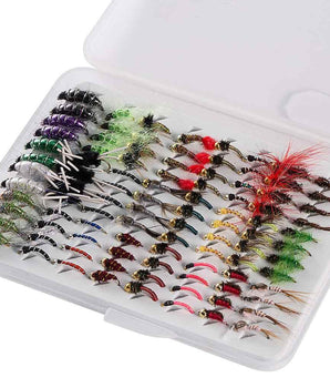96 Pcs Fly Fishing Lure Assorted Nymphs Kit with Fly Box - Bassdash