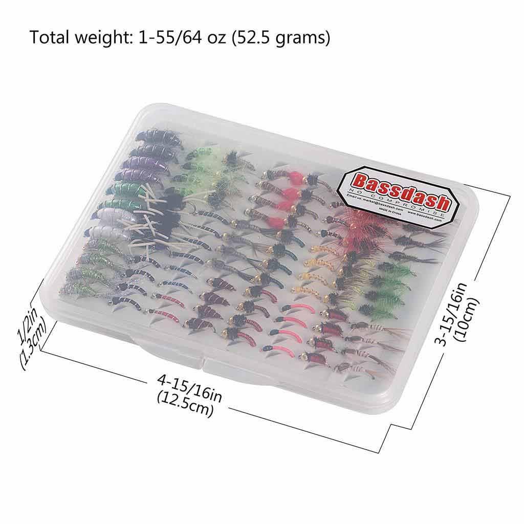 BASSDASH Fly Fishing Assorted Flies Kit, Pack of 72 pcs Fly Lure