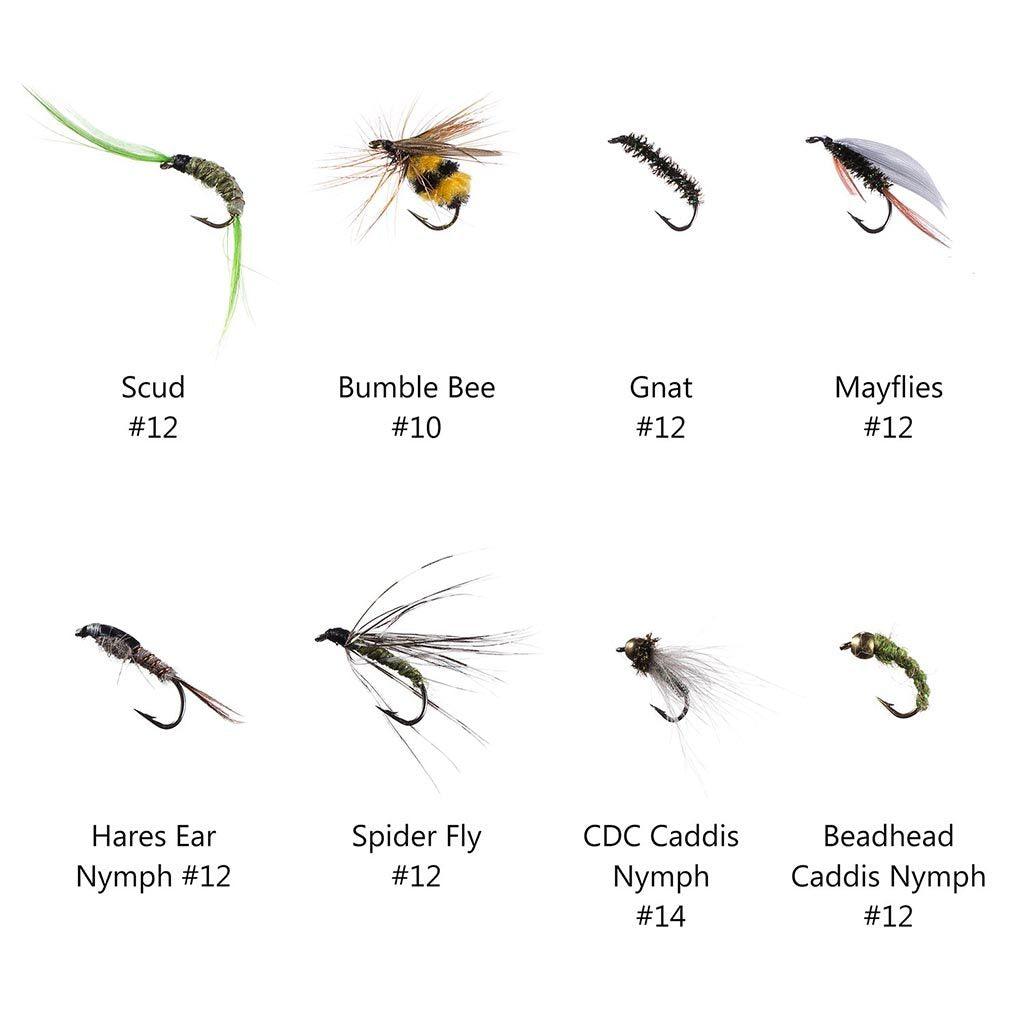 Bassdash Fly Fishing Flies Kit Fly Assortment Trout Bass Fishing with Fly Box, 36/64/72/76/80/96pcs with Dry/Wet Flies, Nymphs, Streamers, Popper