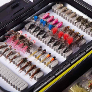 32/60/62 Pcs Fly Fishing Flies Barbed or Barbless Trout Grayling - Bassdash