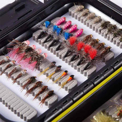 32/60/62 Pcs Fly Fishing Flies Barbed or Barbless Trout Grayling - Bassdash