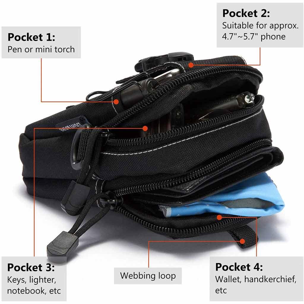 Bassdash Tactical Molle Pouch Multipurpose EDC Waist Bag Pack