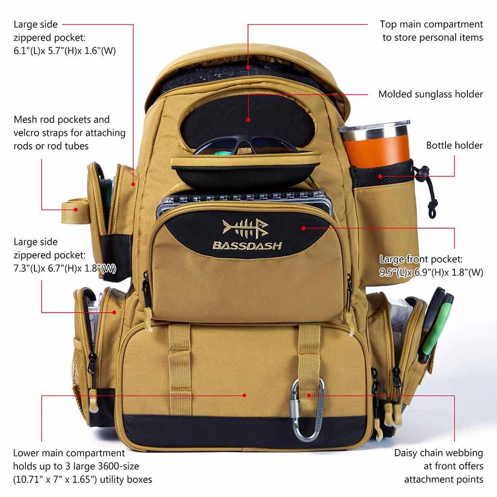 Fishing Backpack with Rod Holder Outdoor Shoulder Backpack