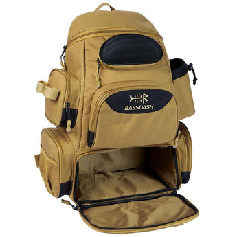bassdash 3600 3670 3700 tackle storage waterproof utility tackle boxes Bassdash Waterproof 3600 Tackle Backpack With Rod Holder Tactical Bag For Fishing Hiking Camping, Khaki Without Trays