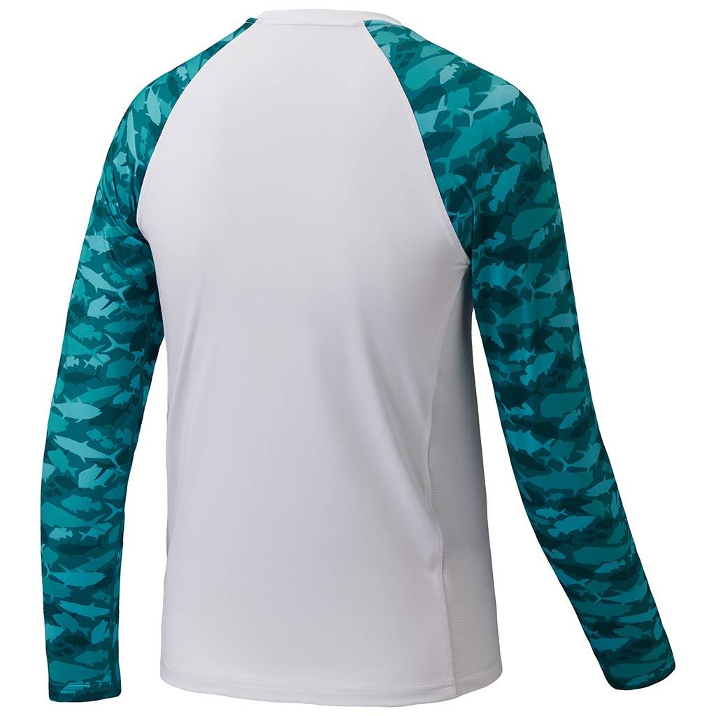 Youth SPF Camo Long Sleeve Fishing Shirt | Bassdash Fishing White/Indigo Watercolor / L