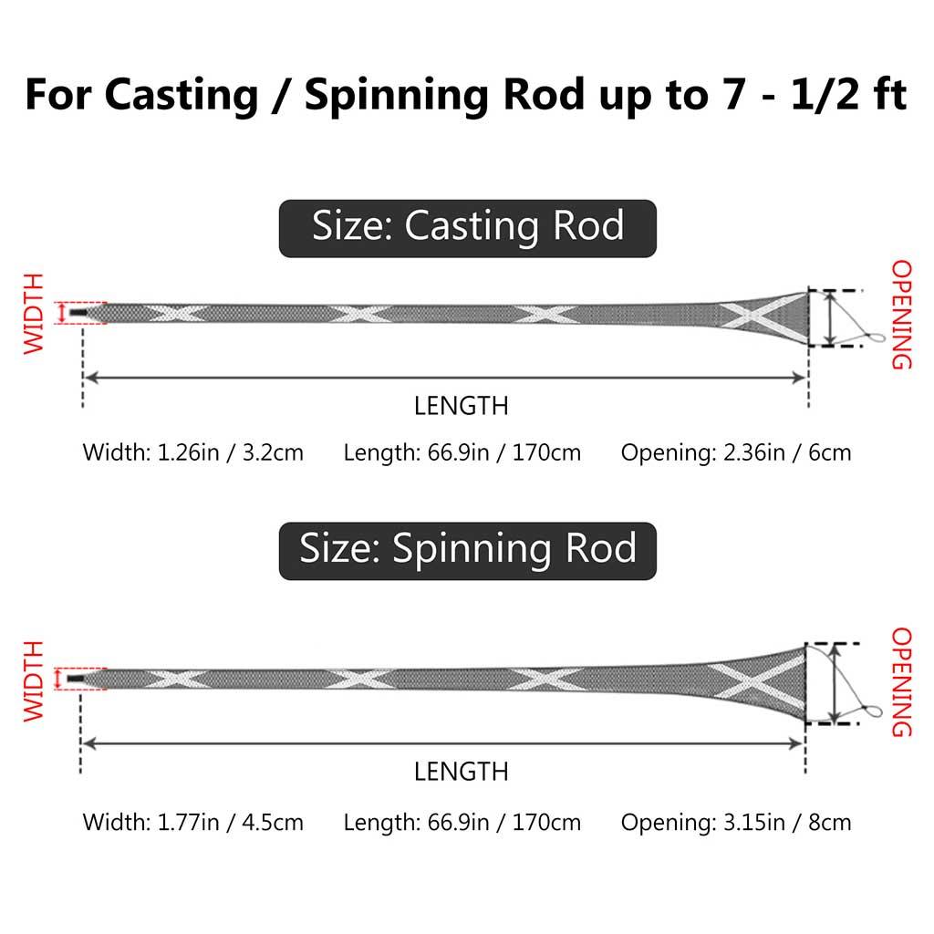 Fishing Rod Sleeves Protective Rod Socks Up to 7-1/2ft, Black & White - 2pcs / for Casting Rod Up to 7-1/2 ft