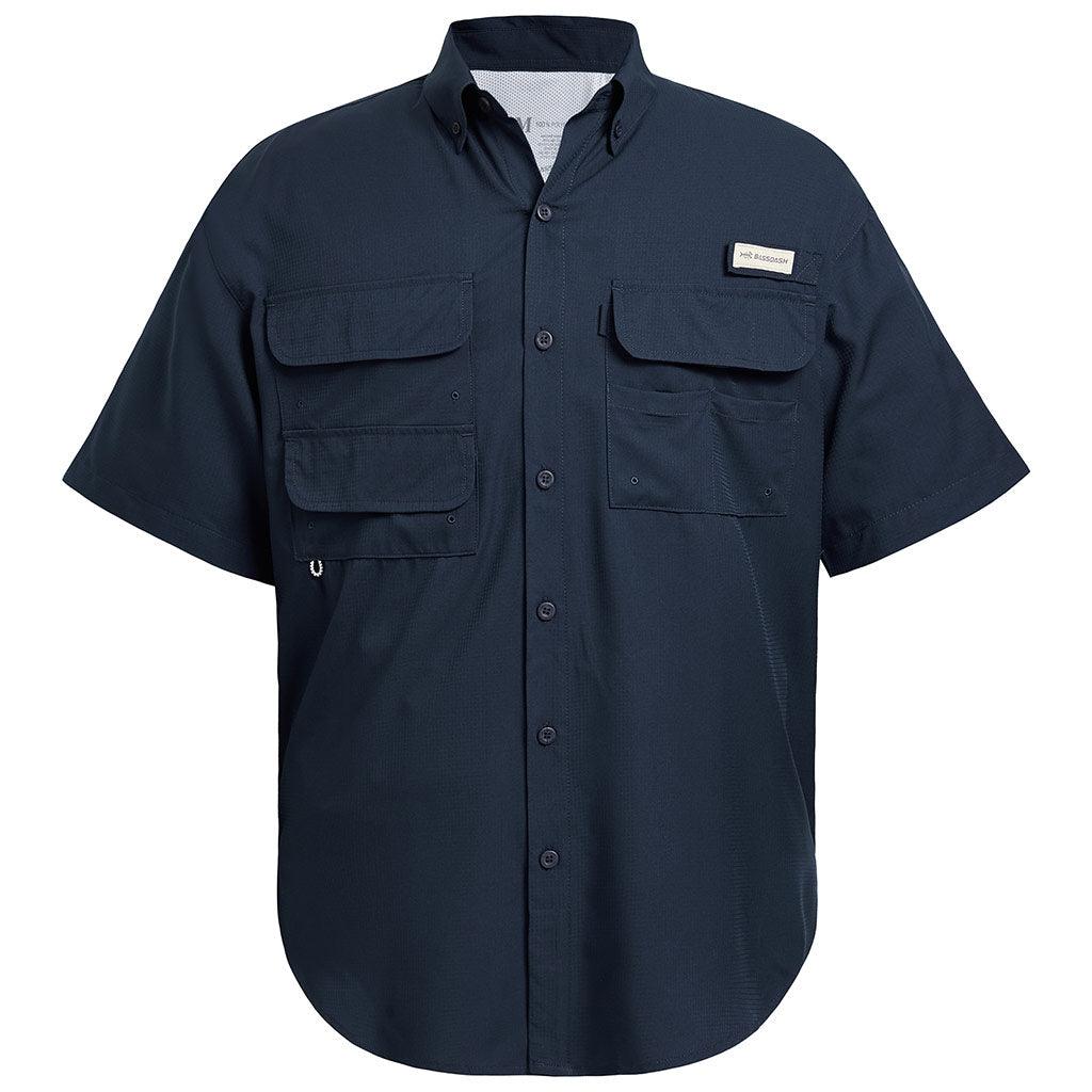 Men's UPF 50+ Short Sleeve Button Down, Dark Blue / 4X-Large