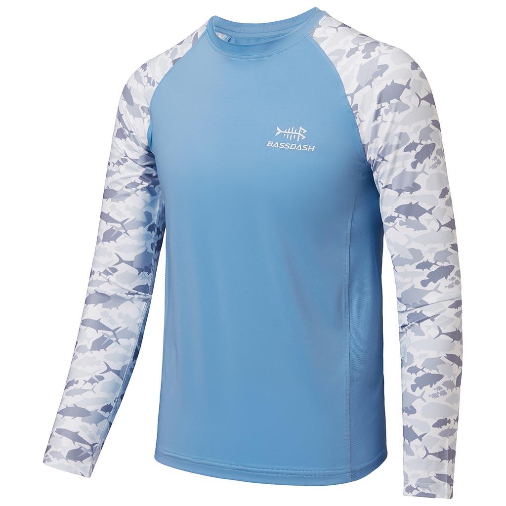 Youth SPF Camo Long Sleeve Fishing Shirt | Bassdash Fishing White/Green Fishes / S