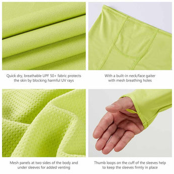 Men’s UPF 50+ Long Sleeve Fishing Hoodie with UV Neck Gaiter FS06M - Bassdash