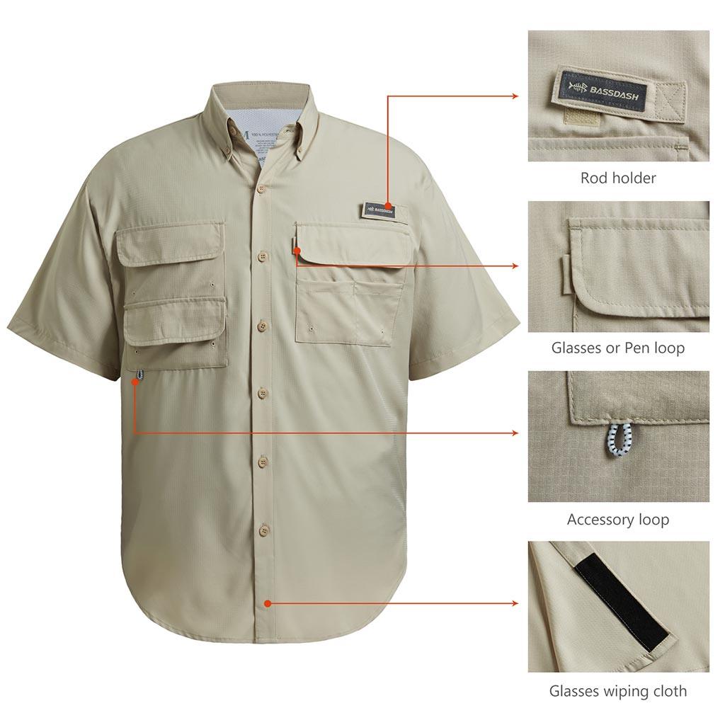 BASSDASH UPF 50 Men's Fishing Dress Shirt Button Down Woven Short Sleeve  Outdoor, Seafoam, Medium : : Clothing, Shoes & Accessories