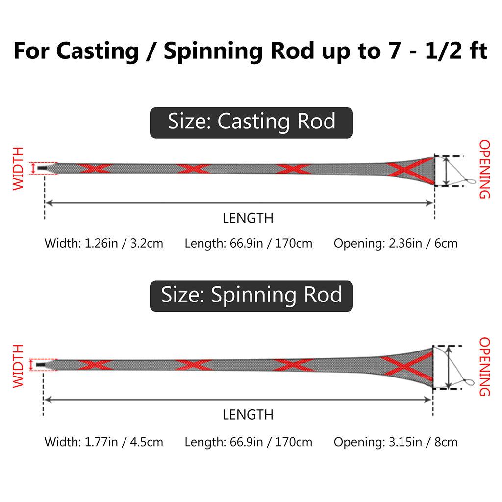 Fishing Rod Sleeves Protective Rod Socks Up to 7-1/2ft, Black & Red - 2pcs / for Casting Rod Up to 7-1/2 ft