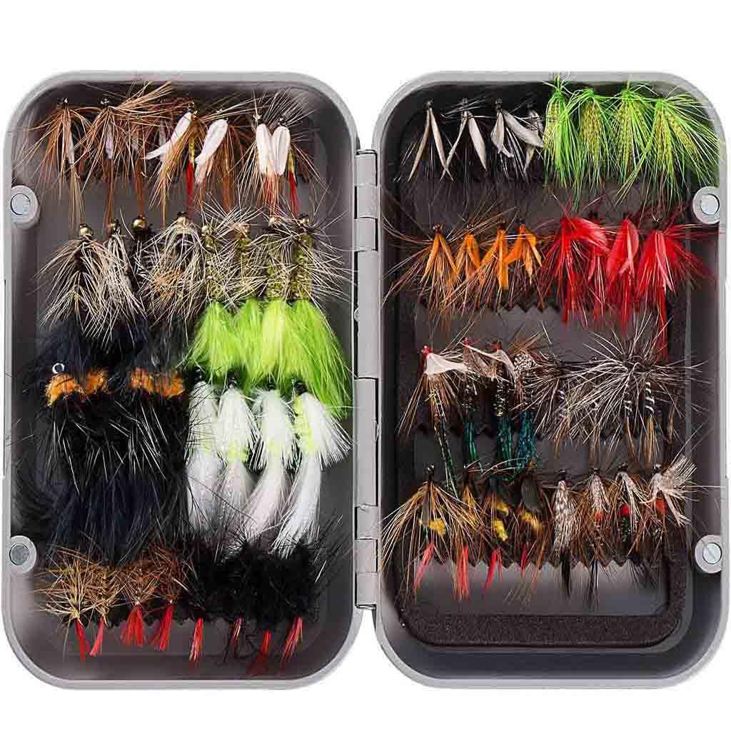 Waterproof Fly Box with an Assortment of Dry Flies for Trout Fly Fishing