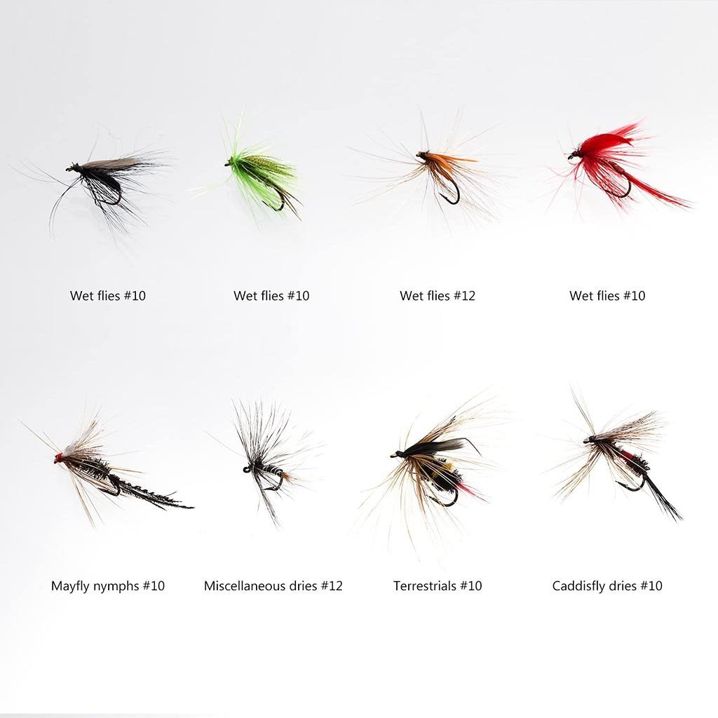 64 Pcs Fly Fishing Assorted Flies Kit with Magnetic Fly Box